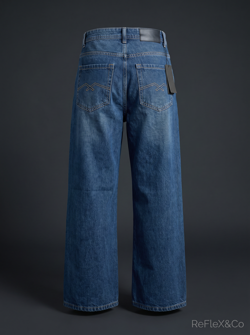 RE:FLEX 02 — Deep Blue Wide-Leg Denim